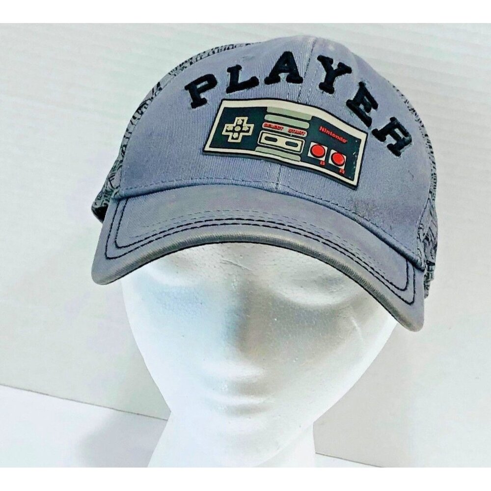 Nintendo Video Game Player Baseball Hat Pre Curved Super Mario 2008‎ 1 Size Gray